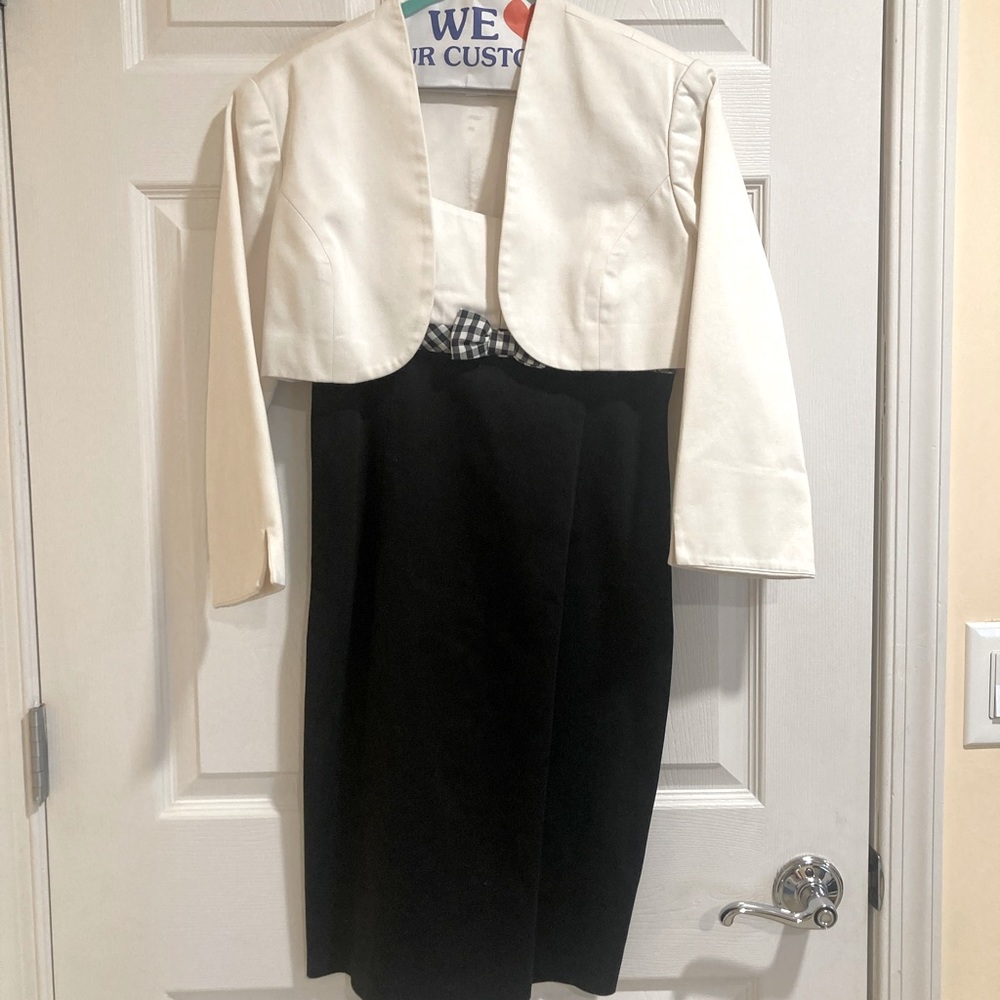 Black and white Talbots dress with bolero jacket